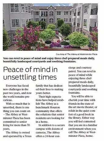 Peace of mind in unsettling times