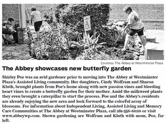 The Abbey Showcases new butterfly garden