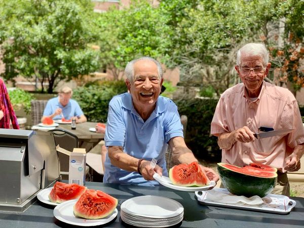 2021 Art Gibson and Ed Yanoshik hot summer sharing fresh watermelon