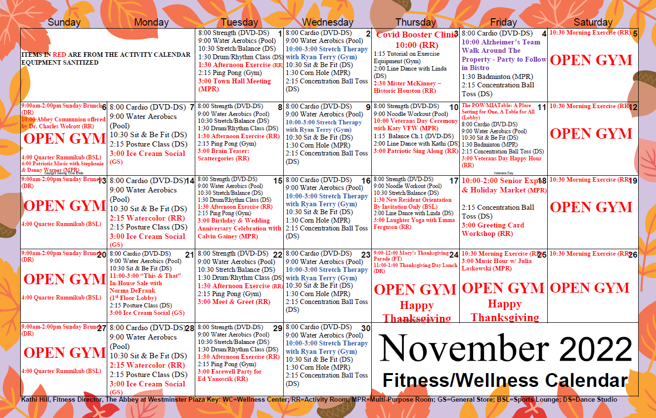 November Fitness Cal