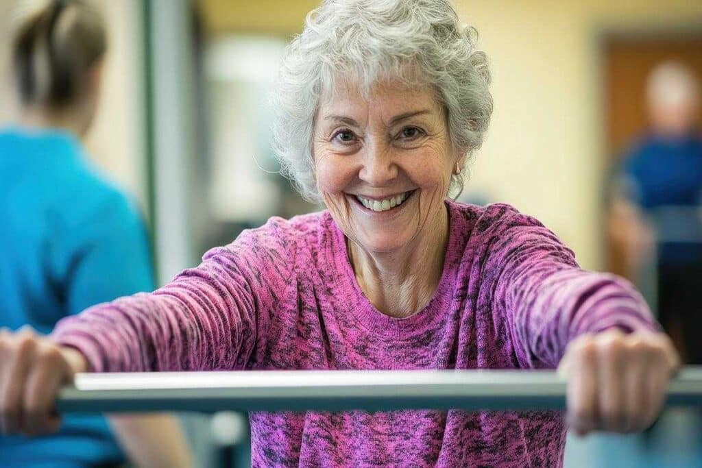 The Abbey | Happy Senior Woman Attending Physical Rehab