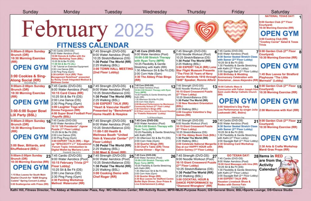 The Abbey | Fitness calendar